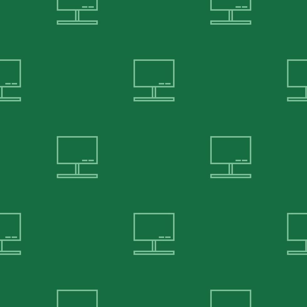 Line Computer monitor icon isolated seamless pattern on green background vector