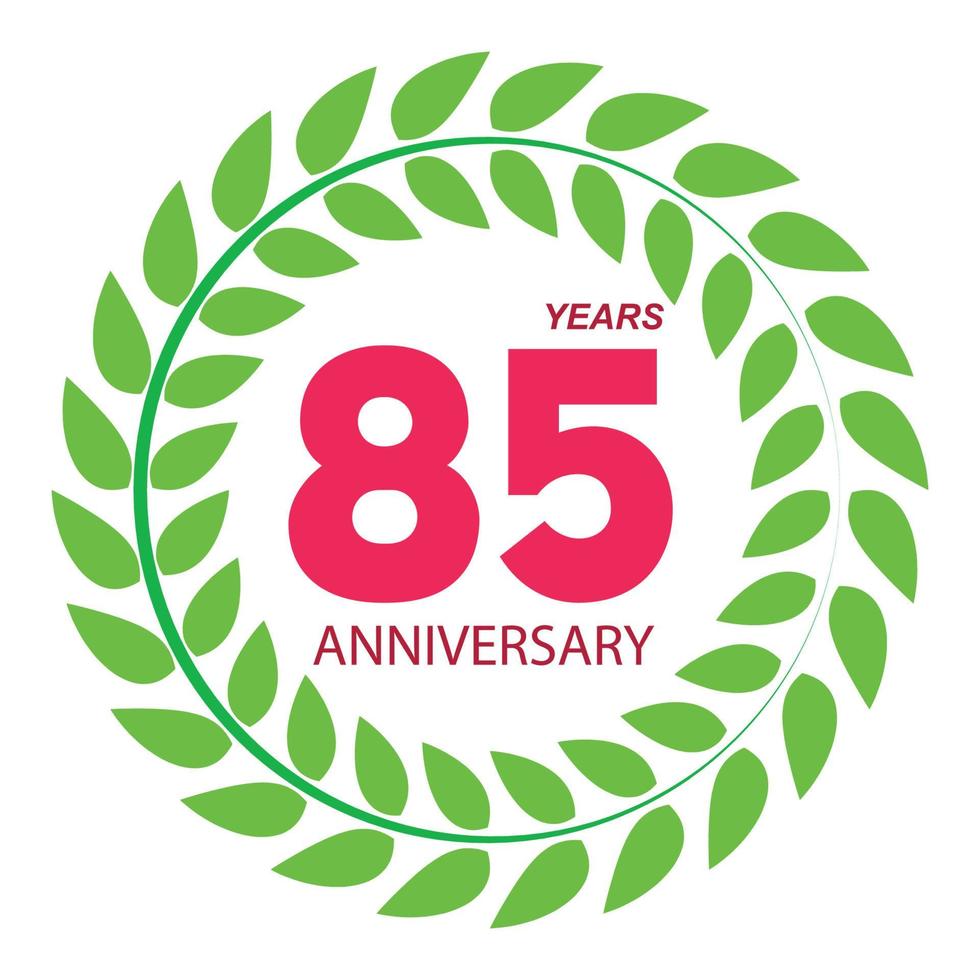 Plantilla de logotipo 85 aniversario en la ilustración de vector de corona de laurel