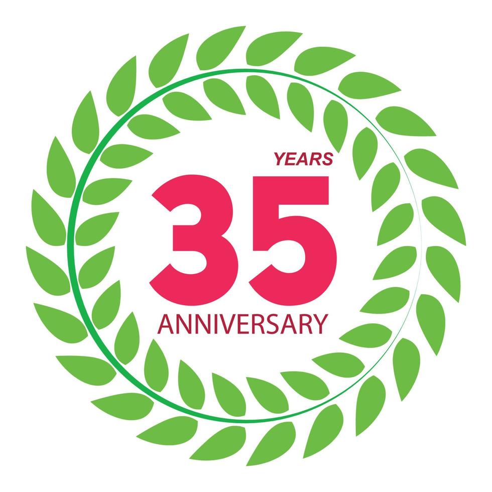 Template Logo 35 Anniversary in Laurel Wreath Vector Illustration