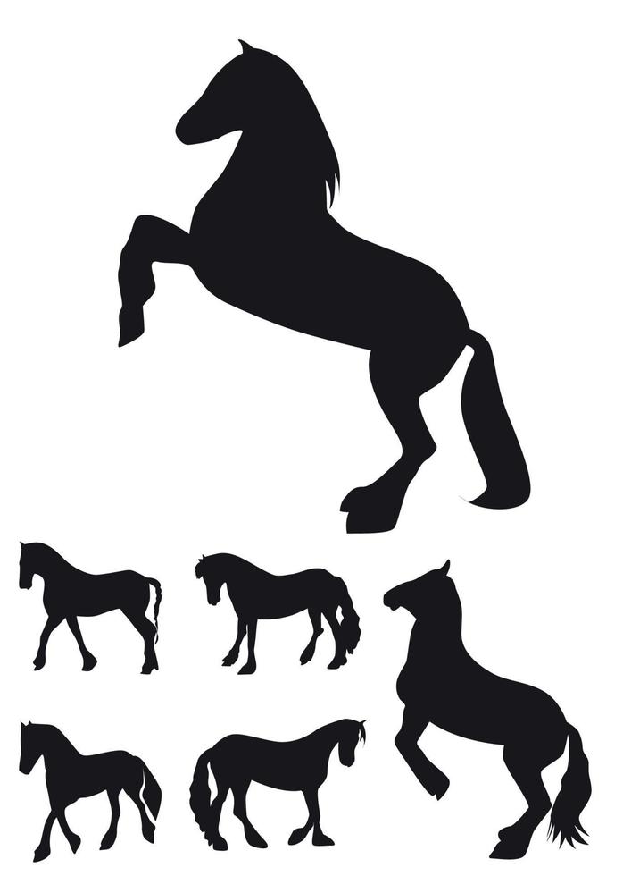 Black Horse Silhouette Set Vector Illustration