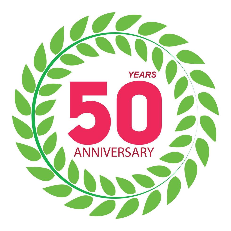 plantilla logo 50 aniversario en la ilustración de vector de corona de laurel