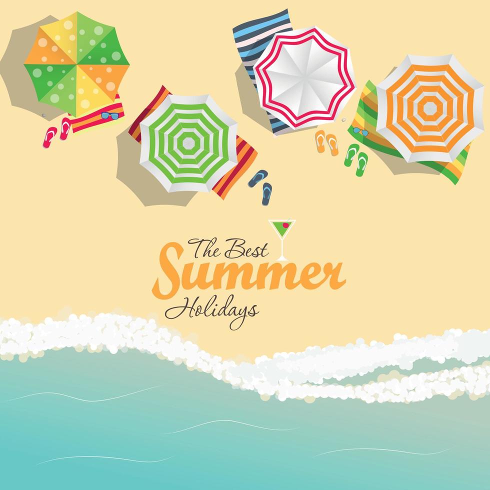 Summer Time Background. Sunny Beach in Flat Design Style vector