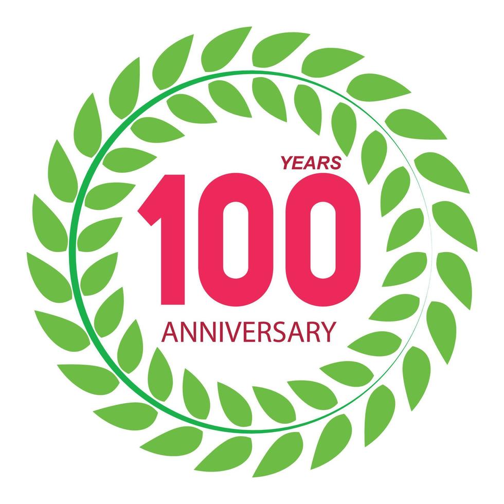 Template Logo 100 Anniversary in Laurel Wreath Vector Illustration