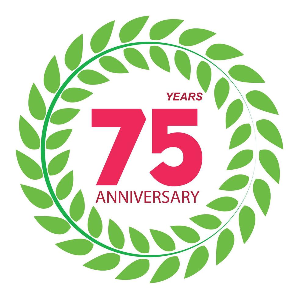 Template Logo 75 Anniversary in Laurel Wreath Vector Illustration