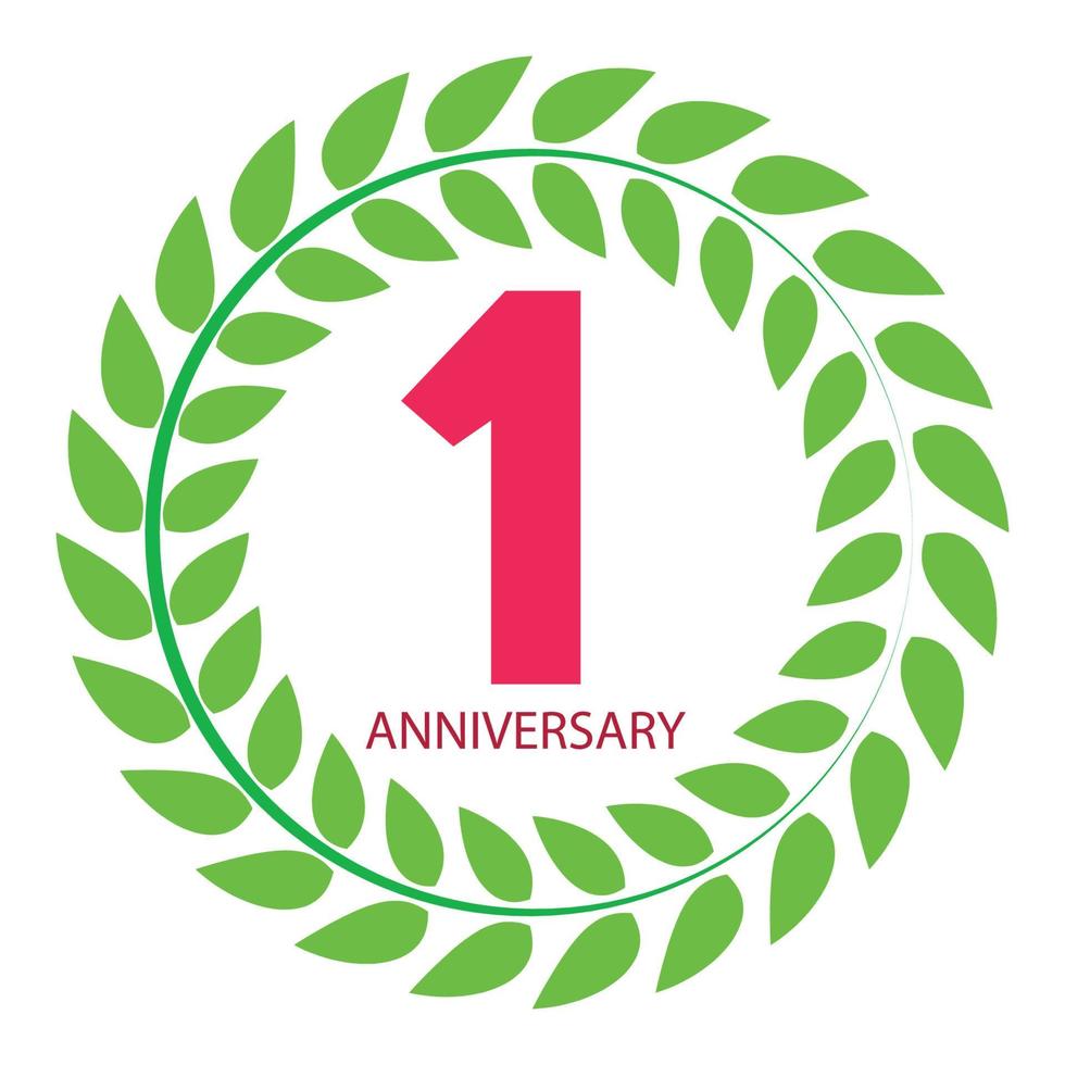 Template Logo 1 Anniversary in Laurel Wreath Vector Illustration