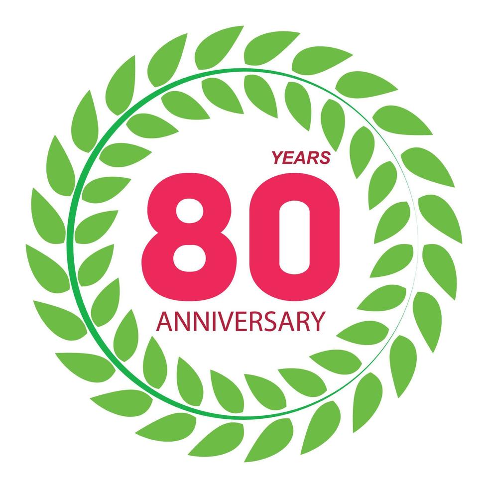 Template Logo 80 Anniversary in Laurel Wreath Vector Illustration