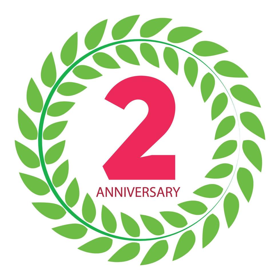 Template Logo 2 Anniversary in Laurel Wreath Vector Illustration