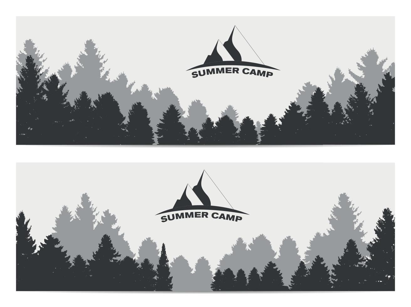 Summer Camp. Image of Nature. Tree Silhouette. Vector Illustration