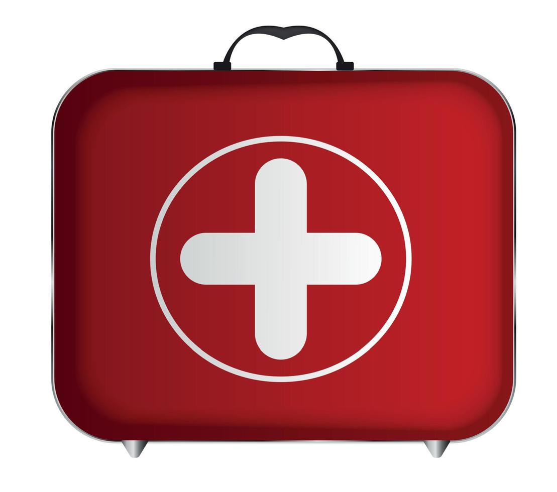 maletín médico rojo con una ilustración vectorial cruzada vector