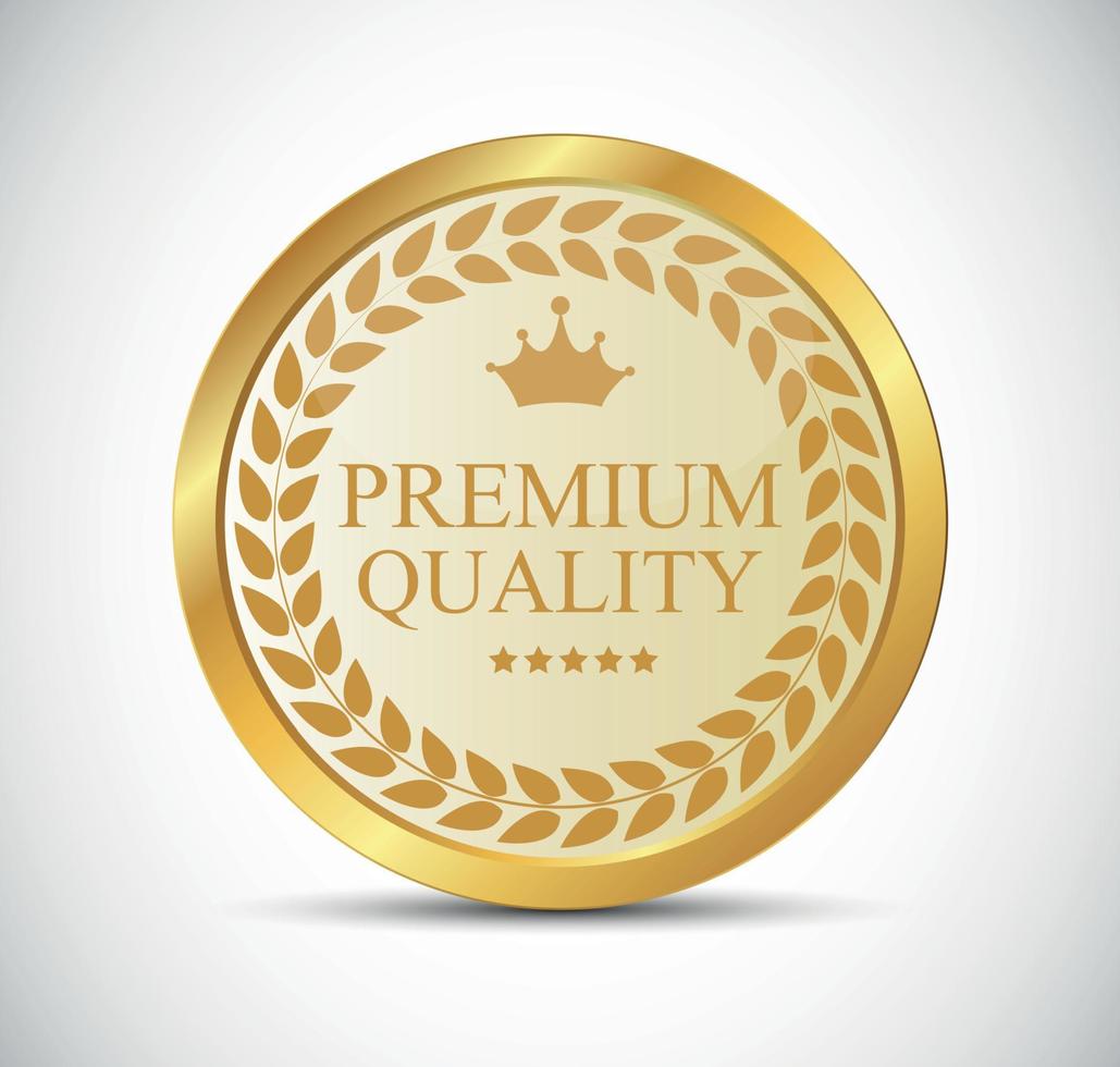 Ilustración de vector de etiqueta de calidad premium de oro