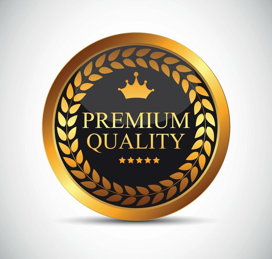 Ilustración de vector de etiqueta de calidad premium de oro