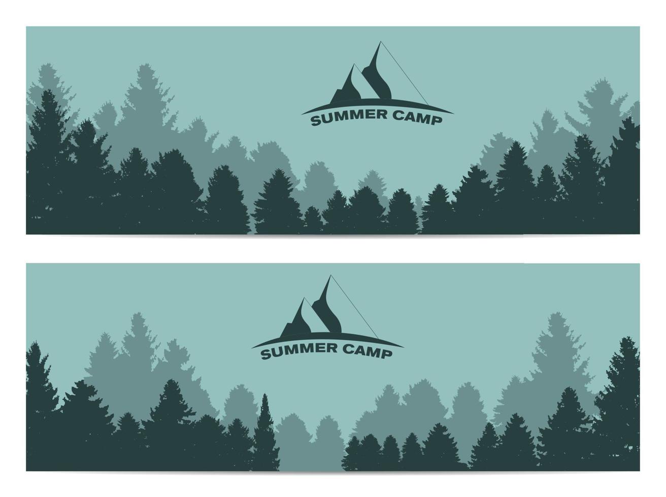 Summer Camp. Image of Nature. Tree Silhouette. Vector Illustration