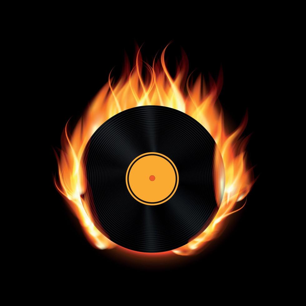 Abstract Music Background with Fire Vector Illustration