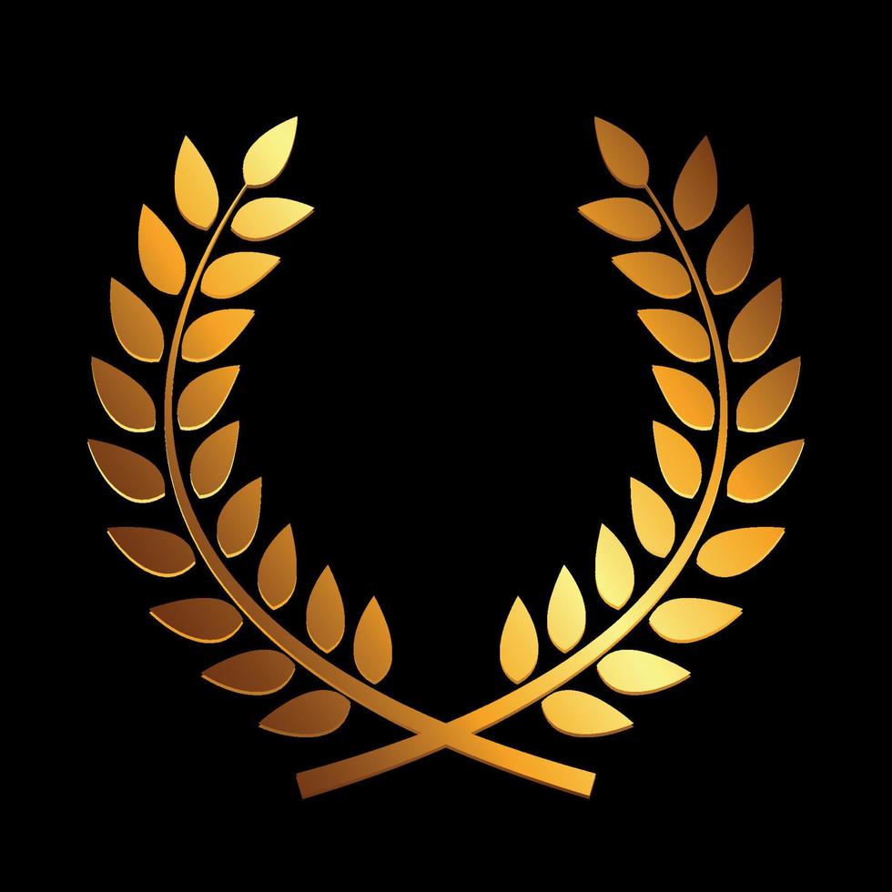 Gold Award Laurel Wreath. Winner Leaf label,  Symbol of Victory. Vector Illustration