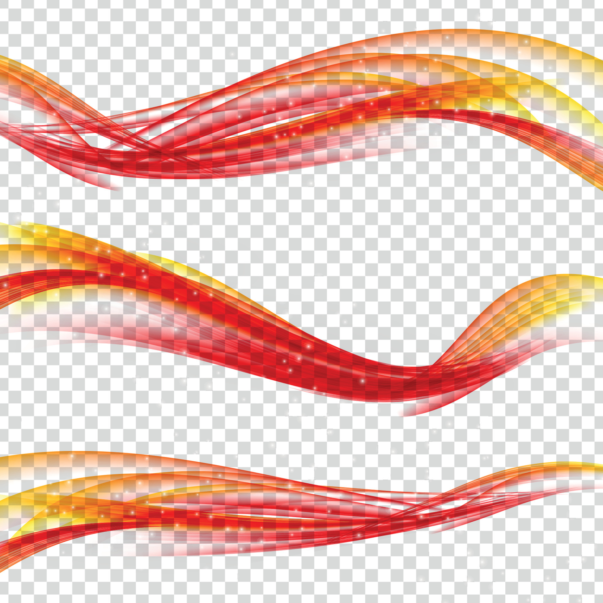 Abstract Orange Wave Set on Transparent Background. Vector Illustration