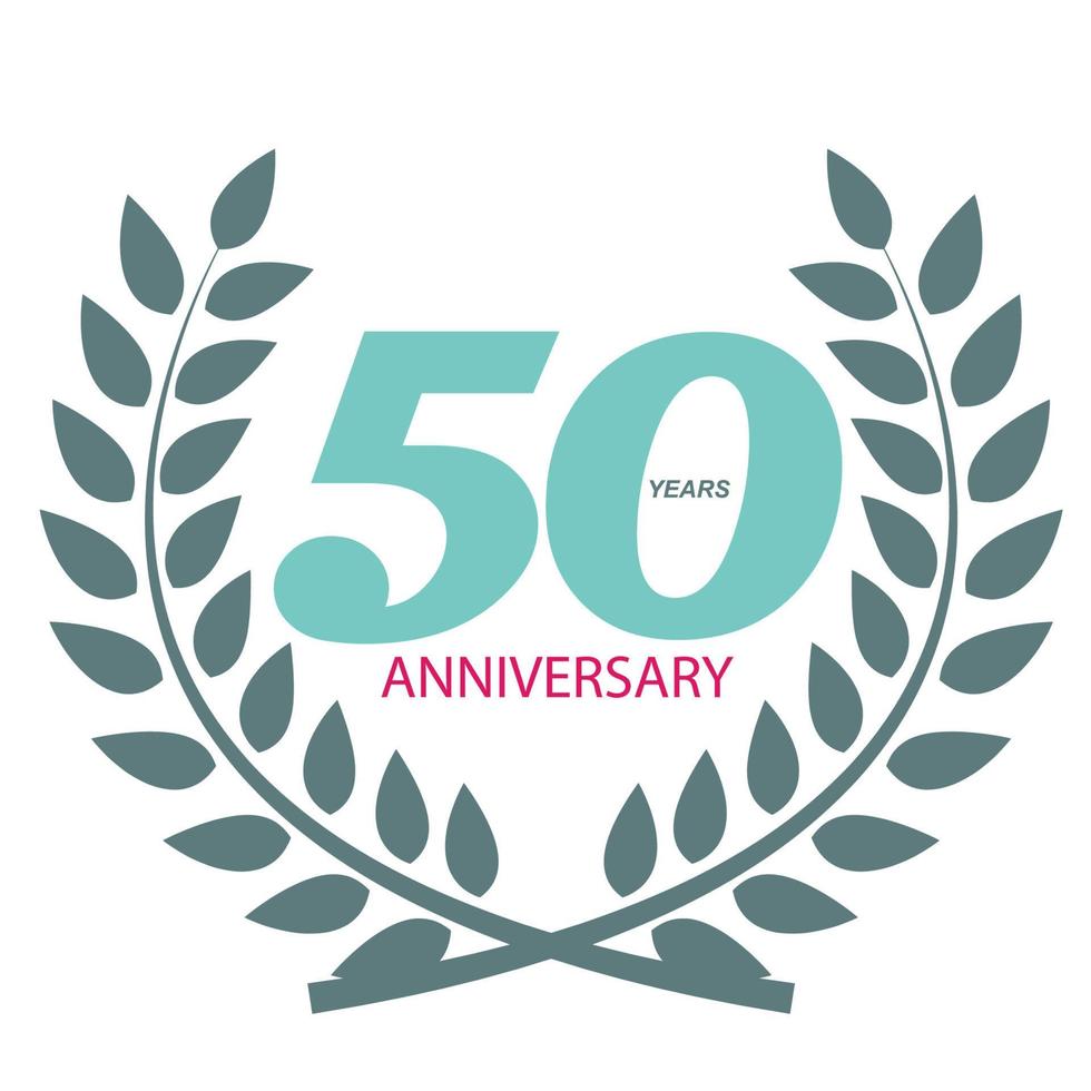 Template Logo 50 Anniversary in Laurel Wreath Vector Illustration