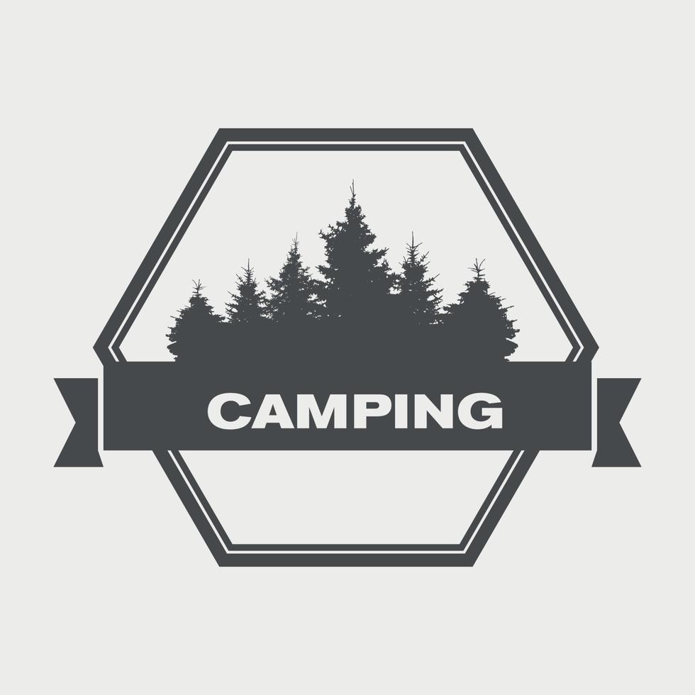 Summer Camp. Image of Nature. Tree Silhouette. Vector Illustration