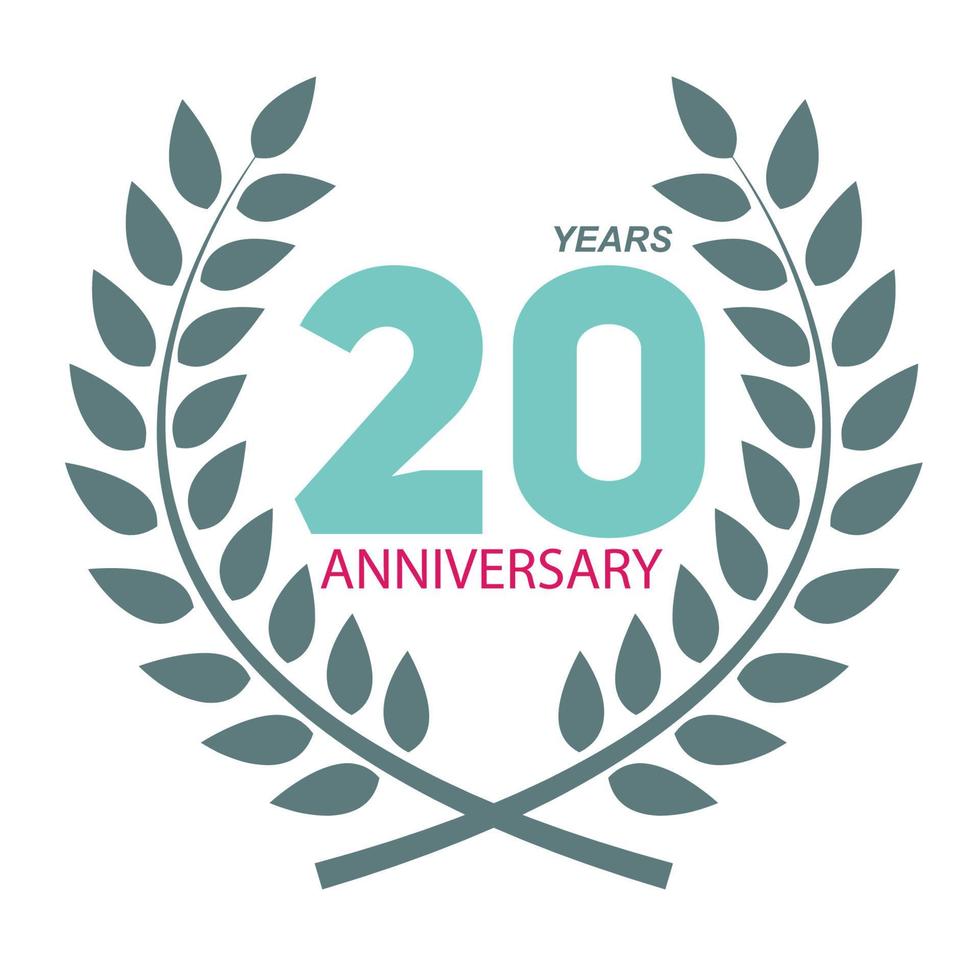 Template Logo 20 Anniversary in Laurel Wreath Vector Illustration