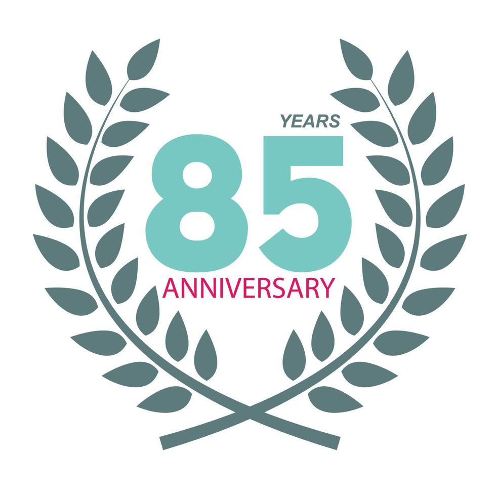 Template Logo 85 Anniversary in Laurel Wreath Vector Illustration