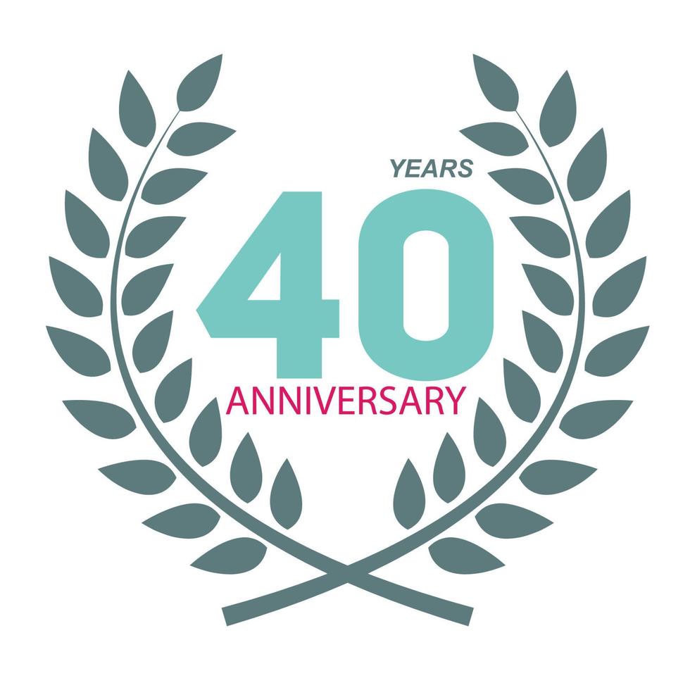 Template Logo 40 Anniversary in Laurel Wreath Vector Illustration