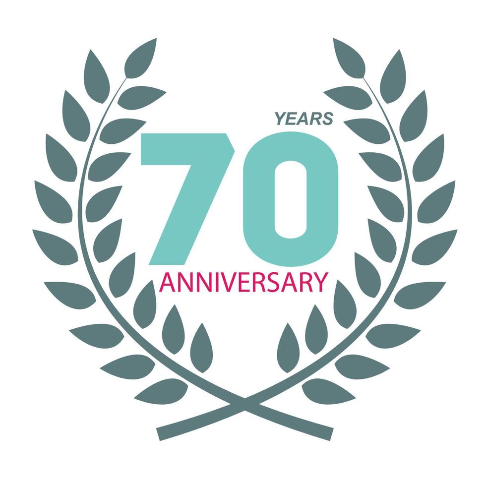 Template Logo 70 Anniversary in Laurel Wreath Vector Illustration