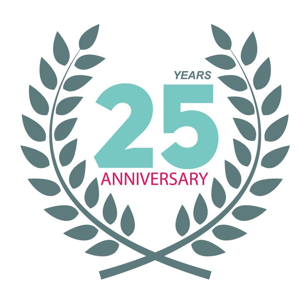 Template Logo 25 Anniversary in Laurel Wreath Vector Illustration