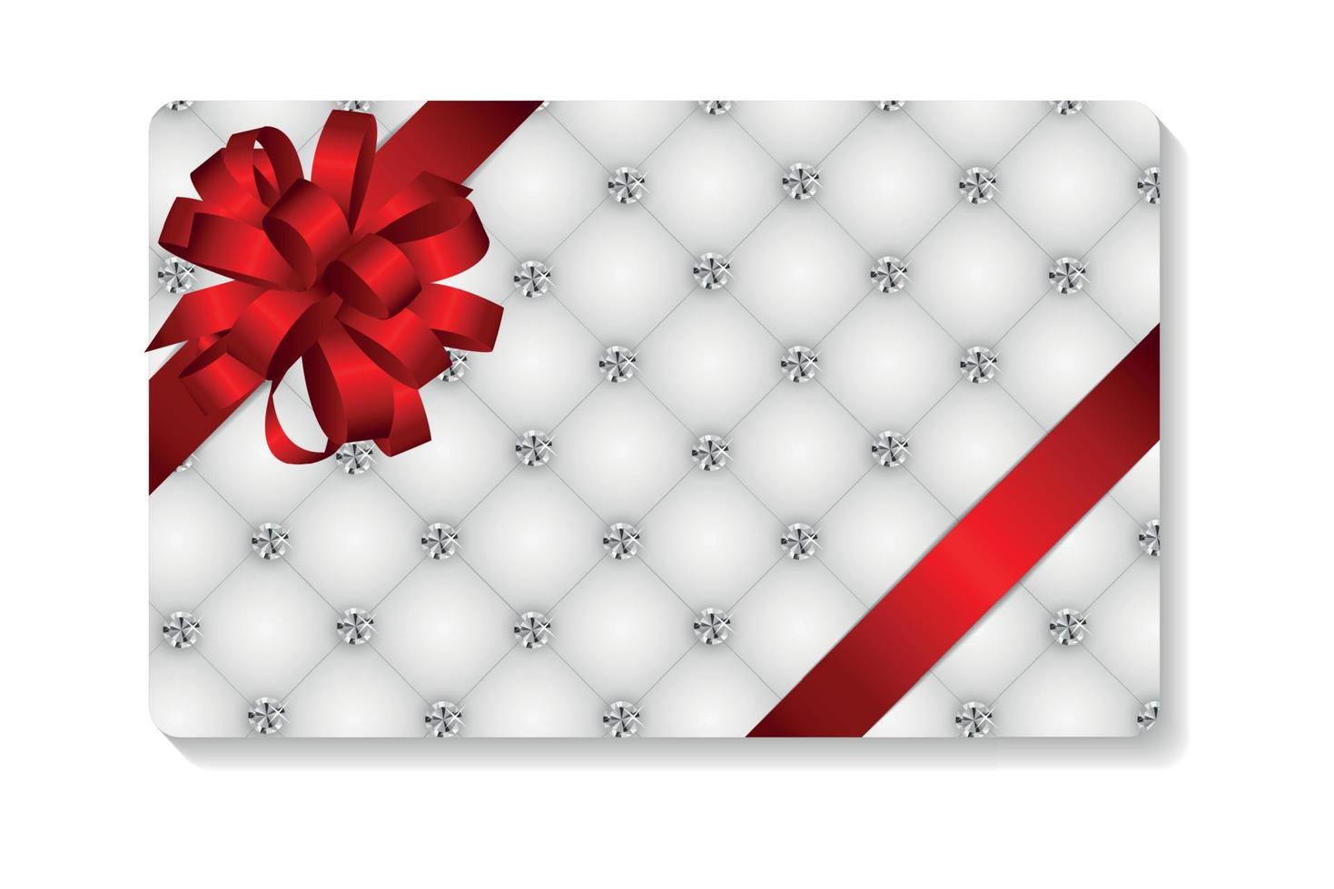 Gift Card with Red Bow and Ribbon Vector Illustration