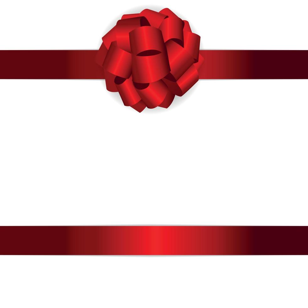 Gift Card with Red Bow and Ribbon Vector Illustration