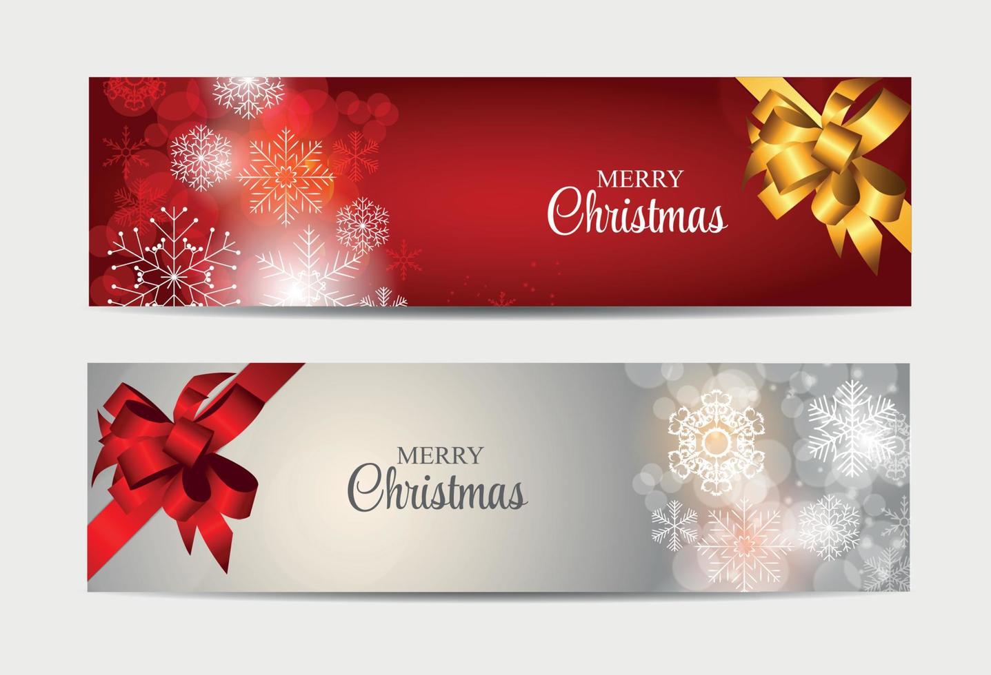 Encabezado del sitio web de los copos de nieve de Navidad y conjunto de banners ilustración vectorial de fondo vector