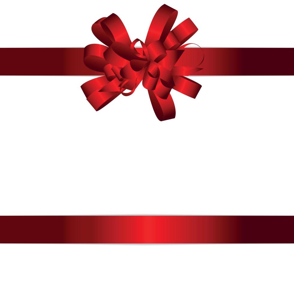 Tarjeta de regalo con lazo rojo y cinta ilustración vectorial vector
