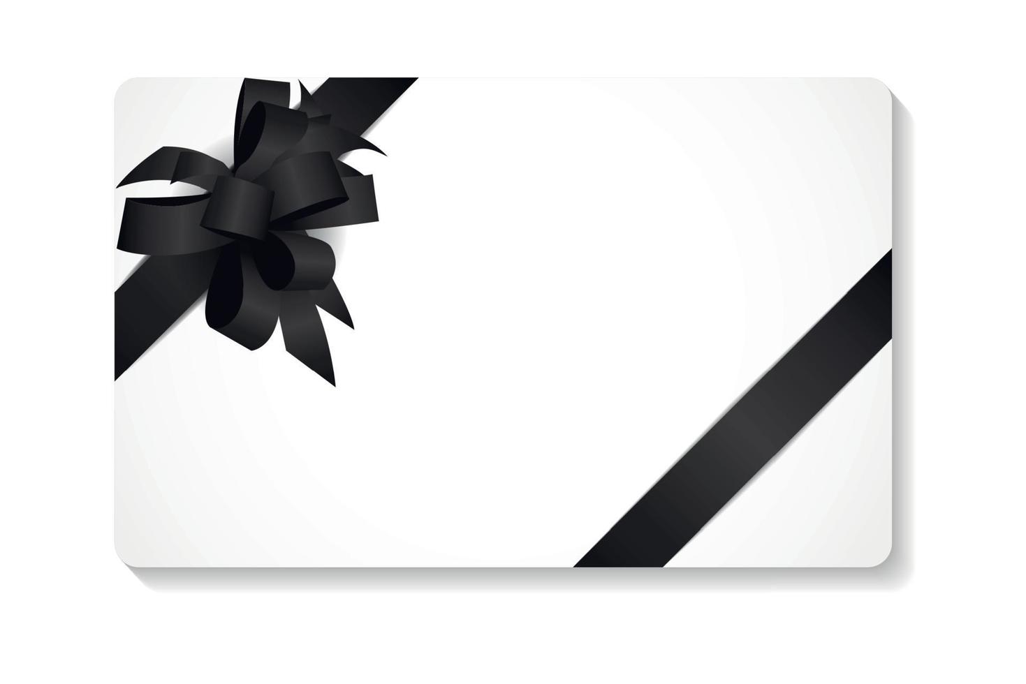 Gift Card with Black Bow and Ribbon Vector Illustration