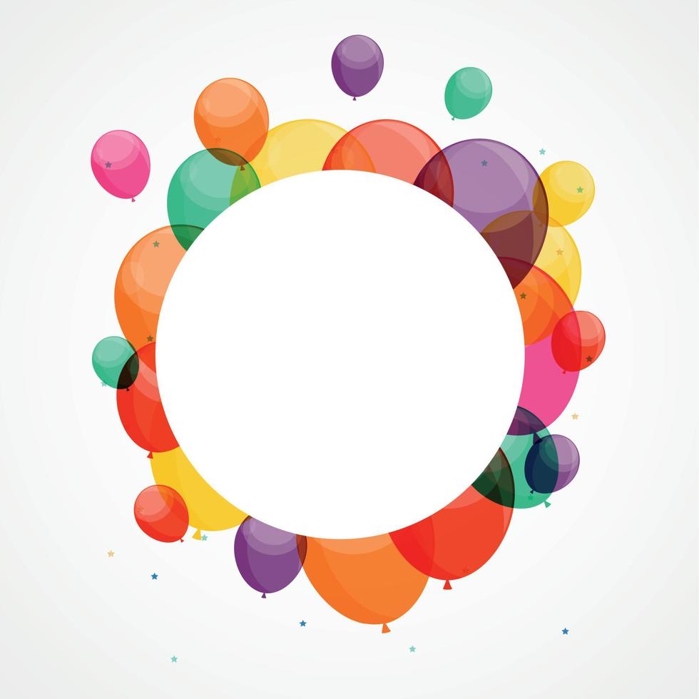 Glossy Happy Birthday Balloons Background Vector Illustration