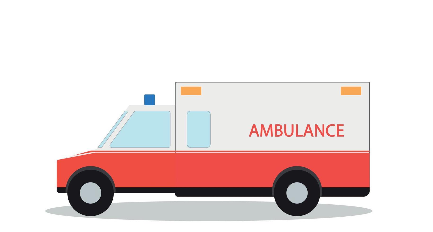 Colored Emergency Ambulance with Siren Flat Design. Vector Illustration.