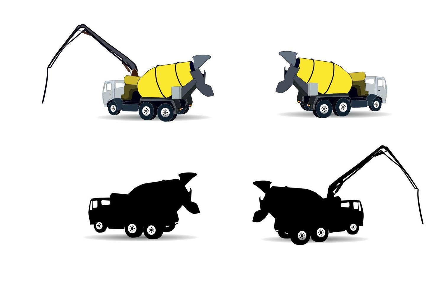 Set of Machine Concrete Pump. Vector Illustration.