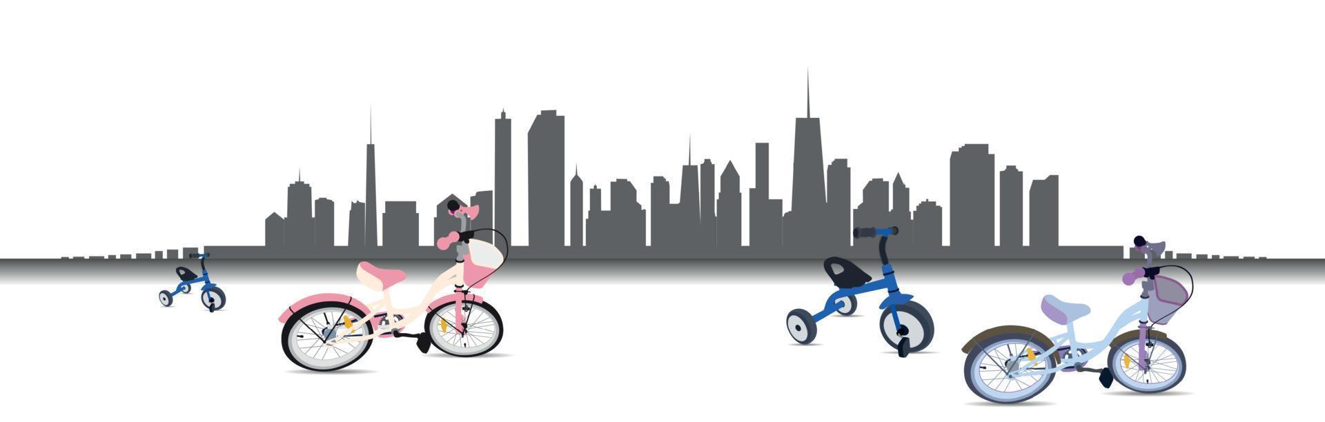 andar en bicicleta en la ciudad. ilustración vectorial. vector