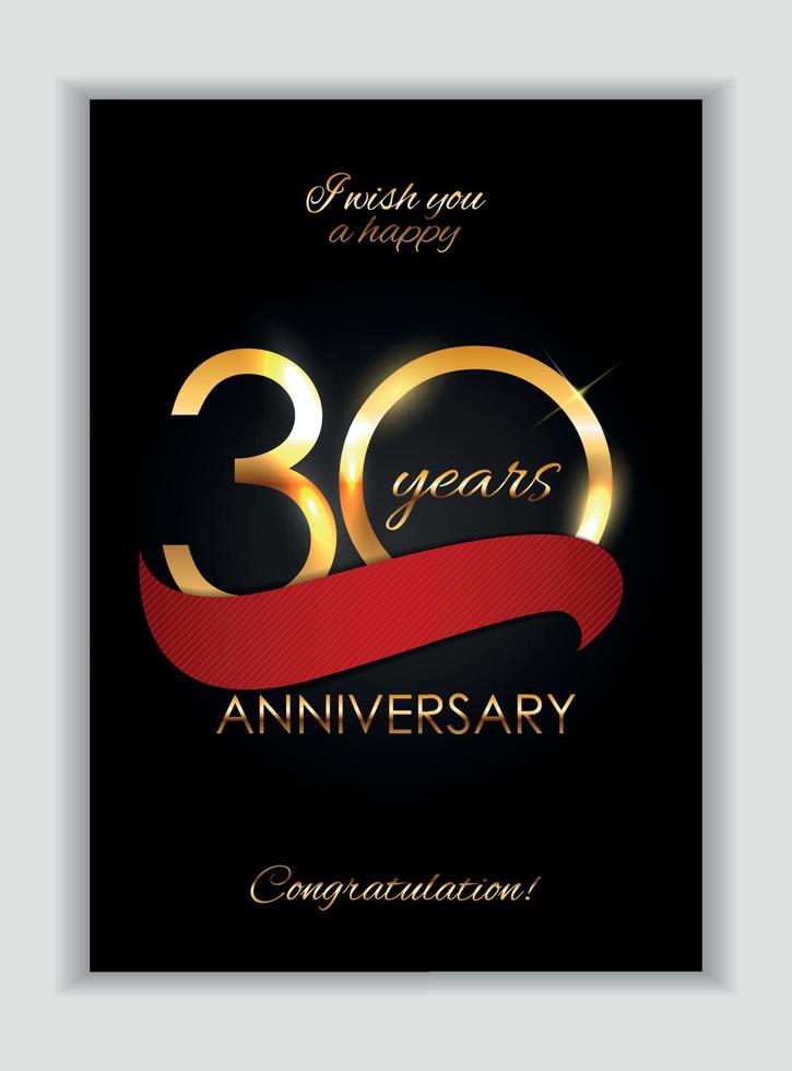 plantilla 30 años aniversario felicitaciones ilustración vectorial vector
