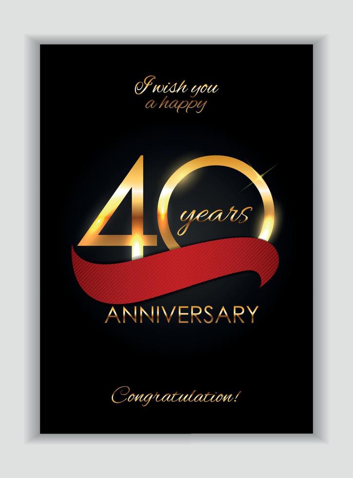 Template 40 Years Anniversary Congratulations Vector Illustration