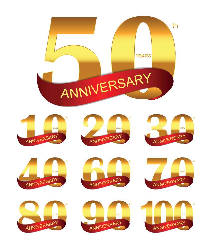 Template Logo Set Anniversary Vector Illustration