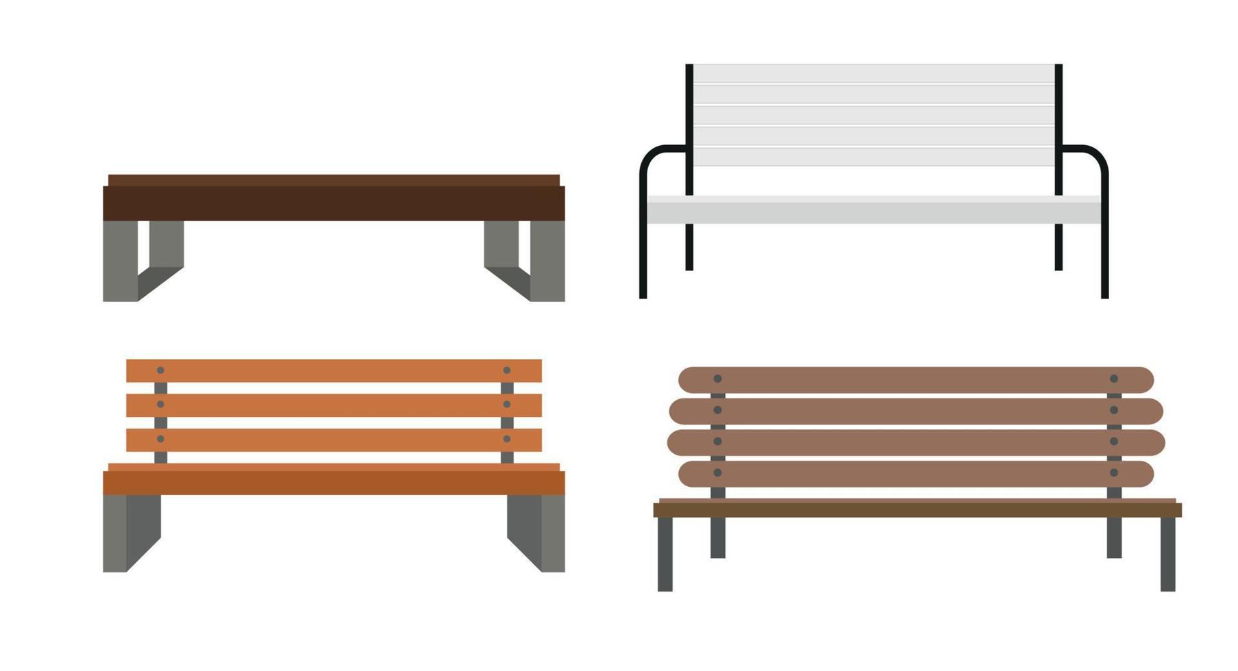 Outdoor Bench Icon Set Vector Illusrtarion