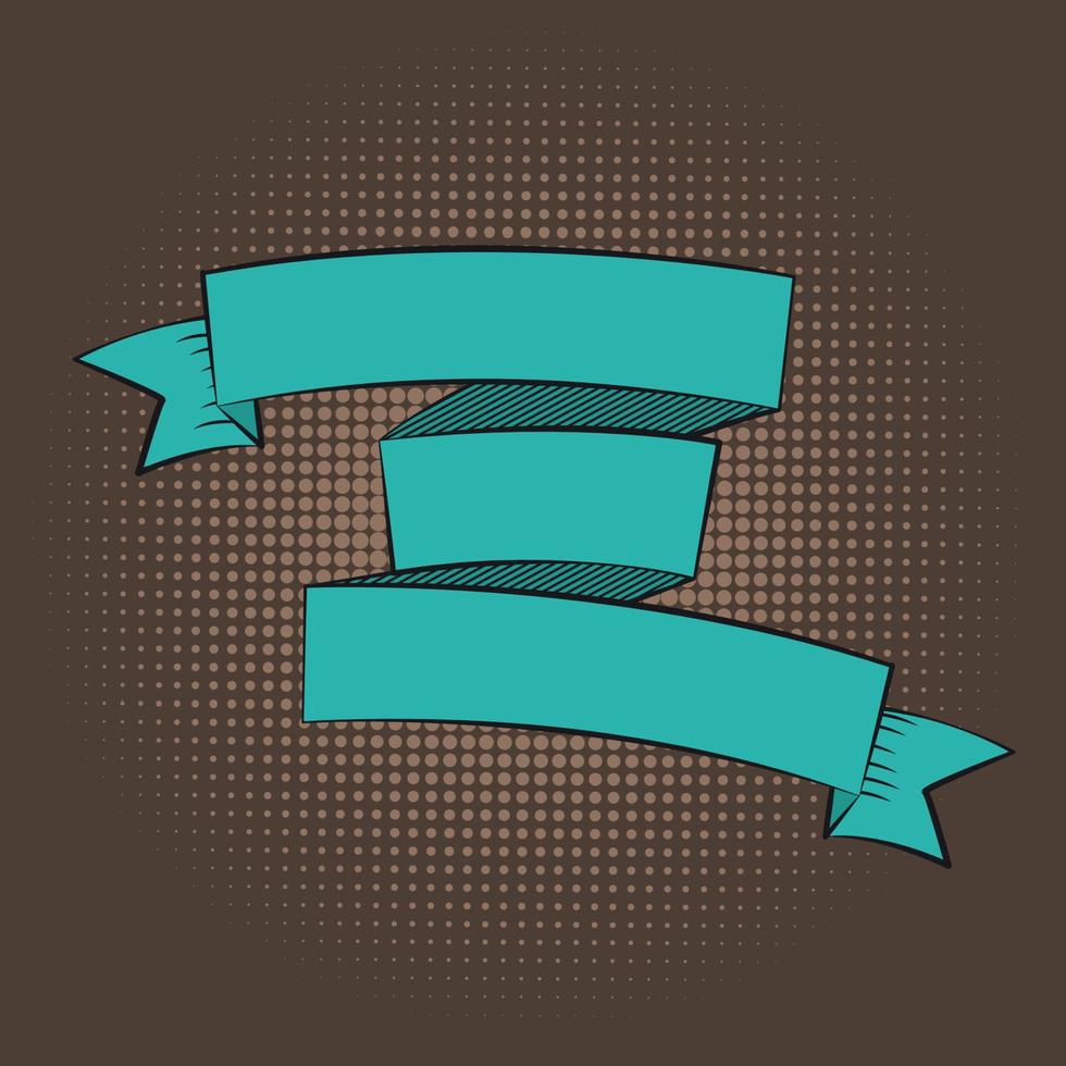 Beautiful Ribbon Label in Pop Art Style Vector Illustration