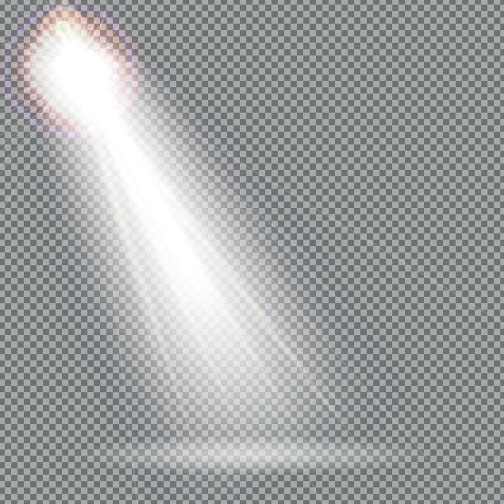 Bright with Lighting Spotlights Lamp with Transparent Effects on a Plaid Dark Background. . Empty Space for Your Text or Object vector