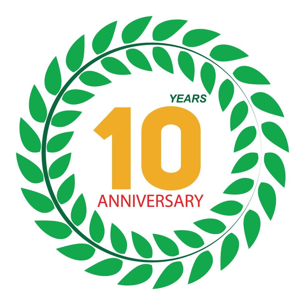 Template Logo 10 Anniversary in Laurel Wreath Vector Illustration