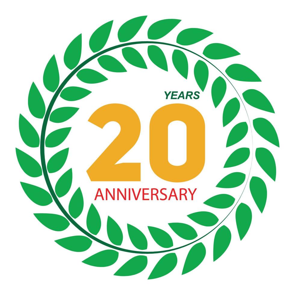 Template Logo 20 Anniversary in Laurel Wreath Vector Illustration