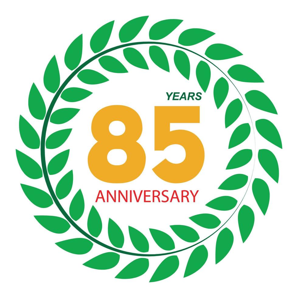 Template Logo 85 Anniversary in Laurel Wreath Vector Illustration