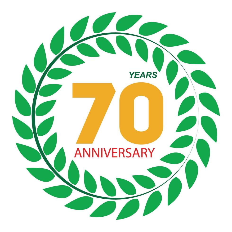 Template Logo 70 Anniversary in Laurel Wreath Vector Illustration