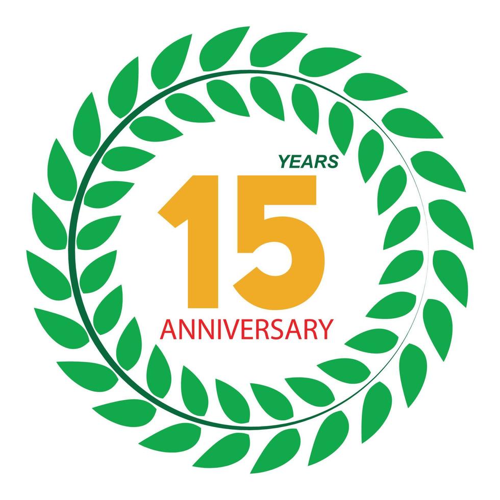 Template Logo 15 Anniversary in Laurel Wreath Vector Illustration