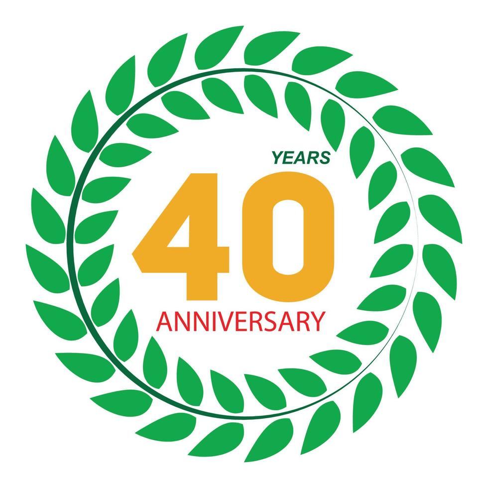 Template Logo 40 Anniversary in Laurel Wreath Vector Illustration