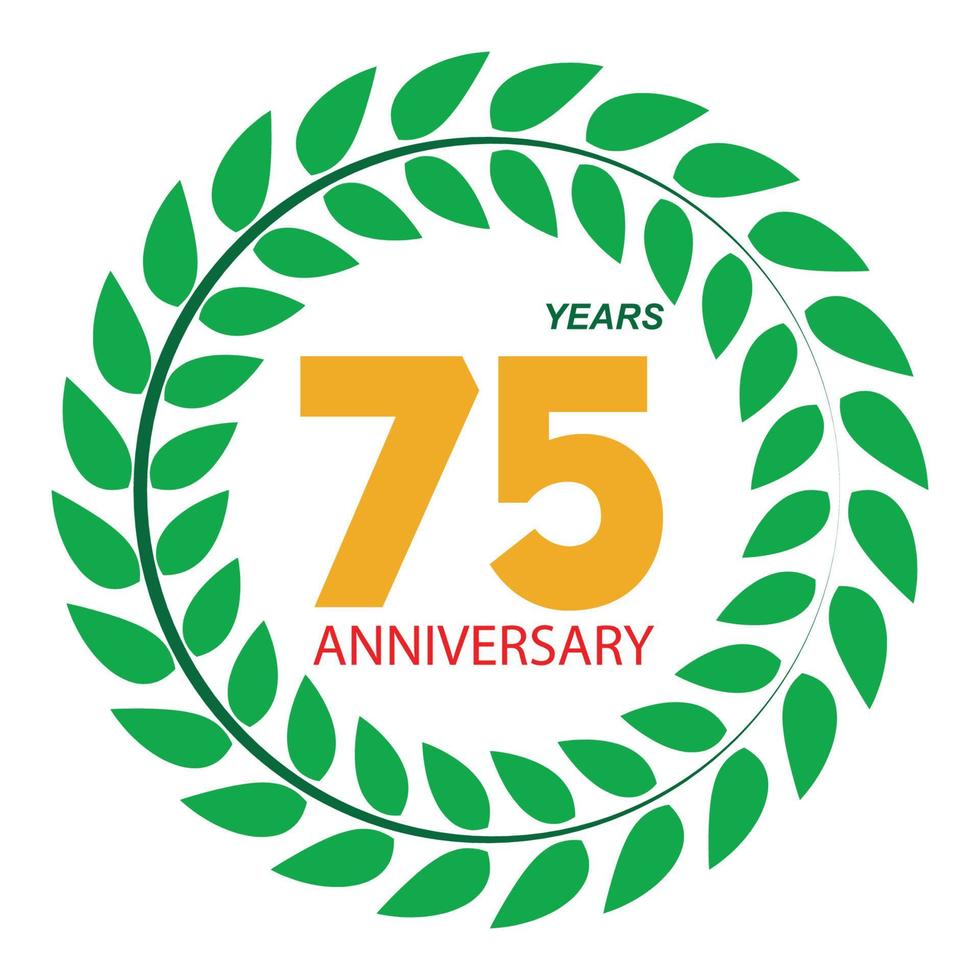 Template Logo 75 Anniversary in Laurel Wreath Vector Illustration