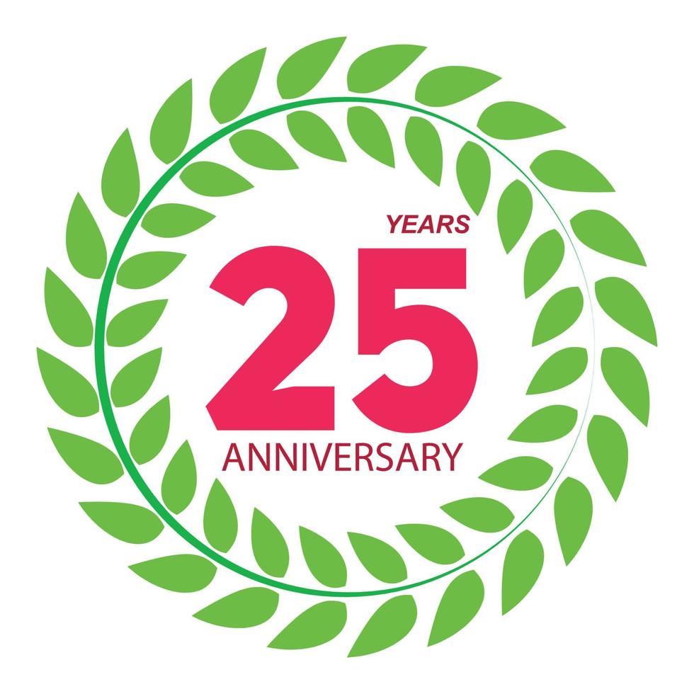 Template Logo 25 Anniversary in Laurel Wreath Vector Illustration