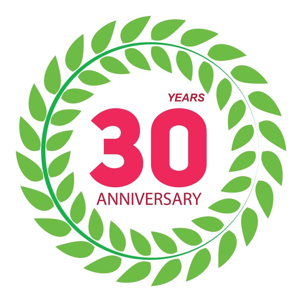 Template Logo 30 Anniversary in Laurel Wreath Vector Illustration